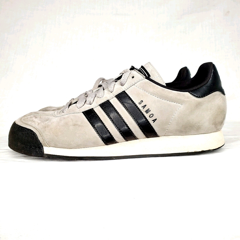 38) ADIDAS SAMOA RARE Black Leather on Silver Suede Sz. 9